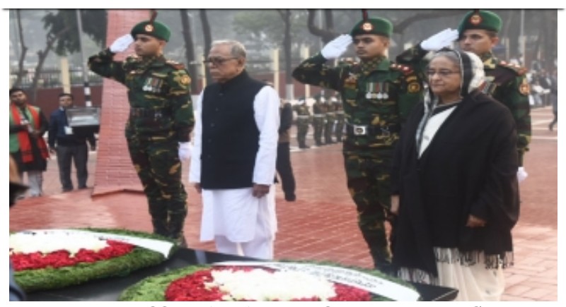 বুদ্ধিজীবী স্মৃতিসৌধে রাষ্ট্রপতি-প্রধানমন্ত্রীর শ্রদ্ধা