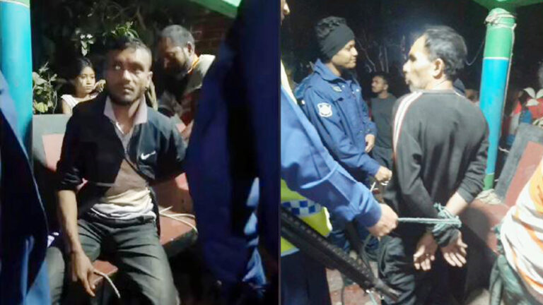 পটুয়াখালী‌তে ডাকাতির সময় দুইজনকে আটক করে পুলিশ