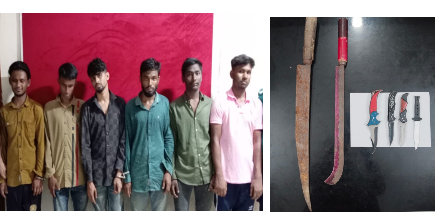 সিলেট নগরীতে  ডাকাতির প্রস্তুতিকালে দেশীয় অস্ত্রসহ ০৬ জন'কে ডাকাত গ্রেফতার করেছে পুলিশ 