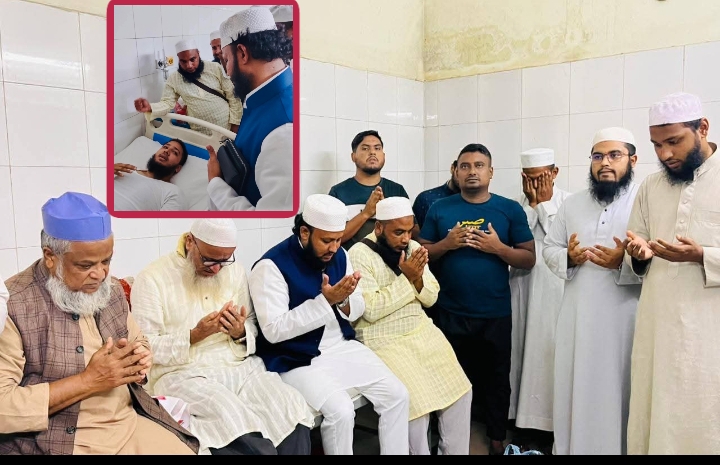 মোটরসাইকেল দুর্ঘটনায় আহত ছাত্র জমিয়ত কর্মির শয্যাপাশে ফখরুল ইসলাম